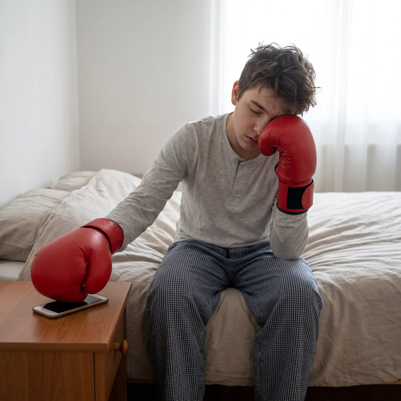 Boxing Gloves Versus the Phone, candidate A for ad-03