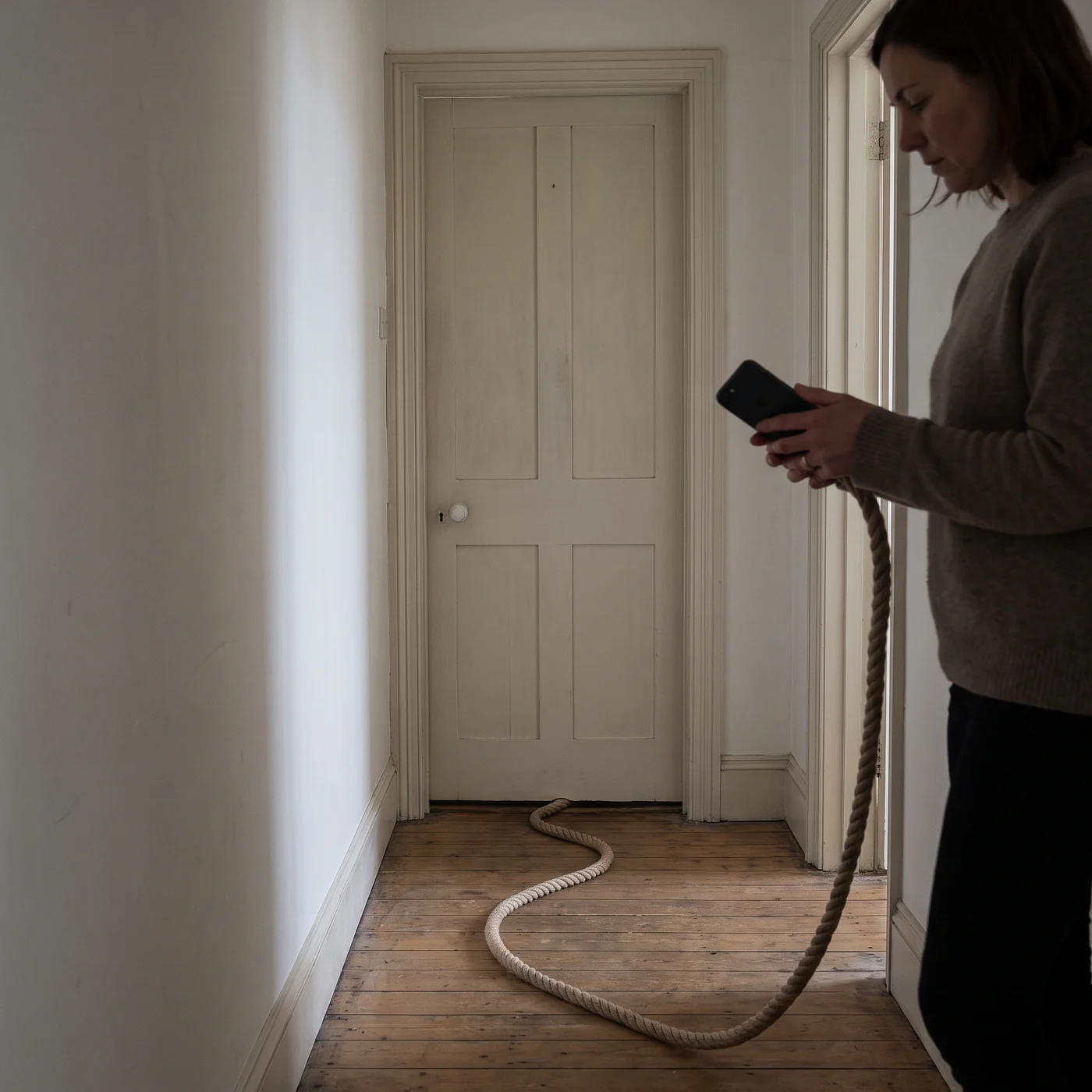 The phone has an umbilical cord to the bedroom, candidate B for ad-15